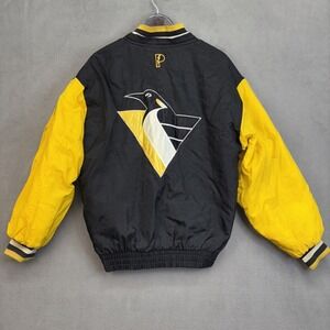 Vintage 90's Pittsburgh Penguins NHL Pro Player Puffer Jacket Reversible Medium